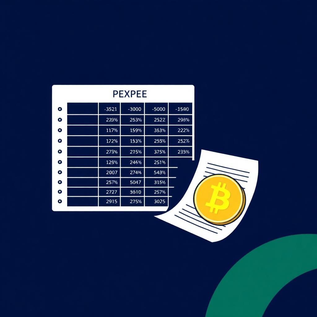 Illustration af regneark med kryptotransaktioner og skattebilag