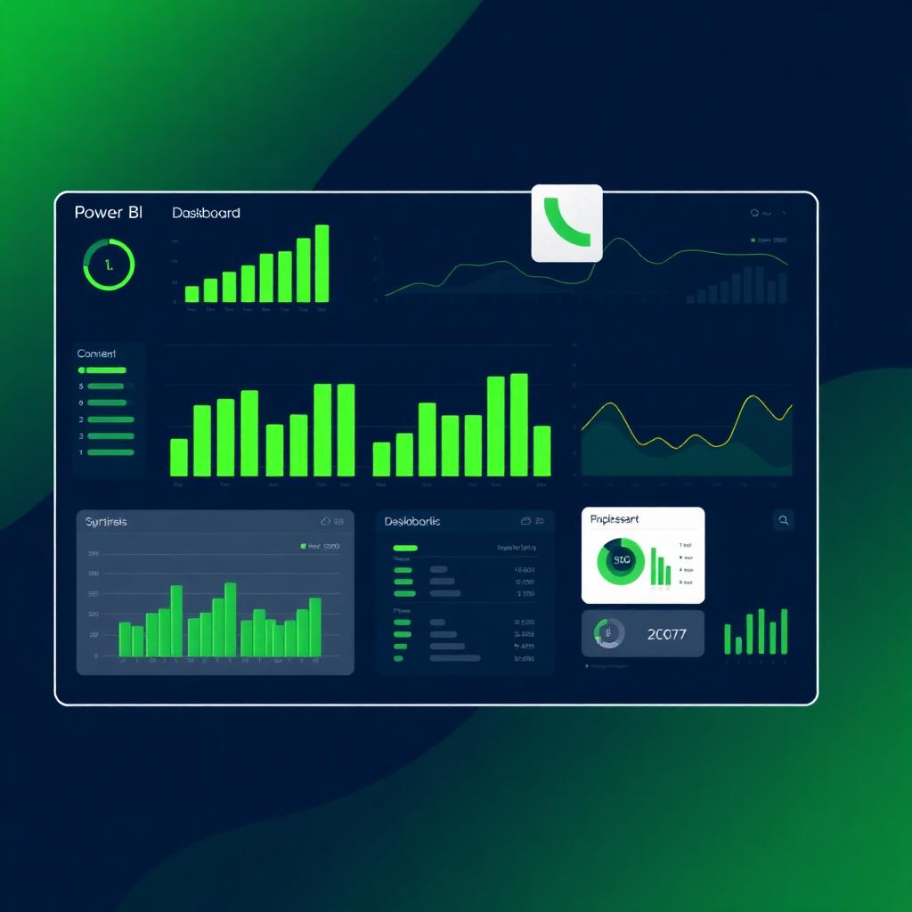 Bærbar computer der viser et Power BI dashboard